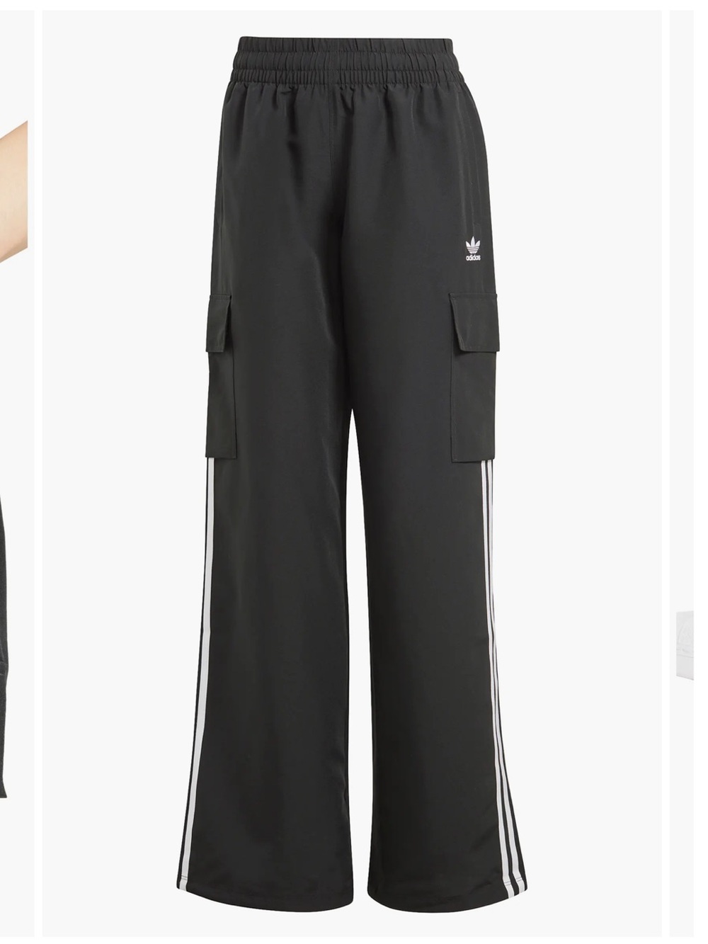 NWT adidas Black Cargo Sweatpants with White Three Stripes - Picture 4 of 8